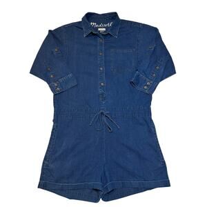 Madewell 100% Cotton Coverall Button Front Romper Women’s Size Small Long Sleeve